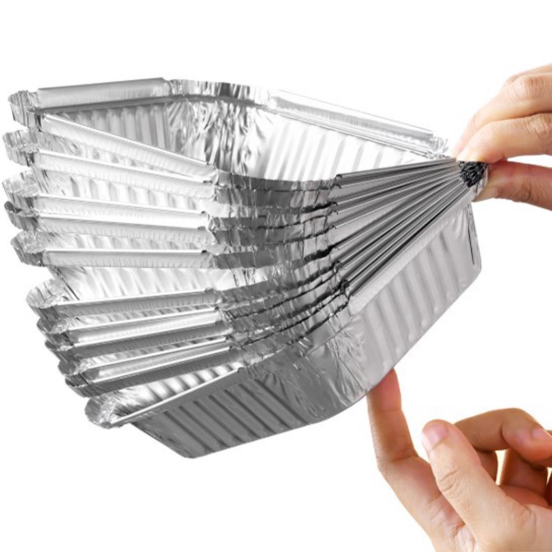 10pcs/set Disposable Non-Stick Air Fryer Aluminium Foil Tray/BBQ Kotak Kaleng Persegi Tahan Minyak Alat Dapur
