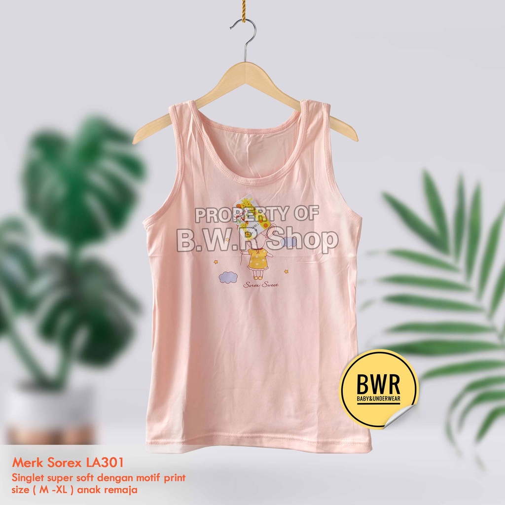 [ 3pc ] Singlet Anak Sorex LA 301 -1 / Singlet Anak Remaja Perempuan Supersoft Dasar Warna Motif Lucu | Bwr