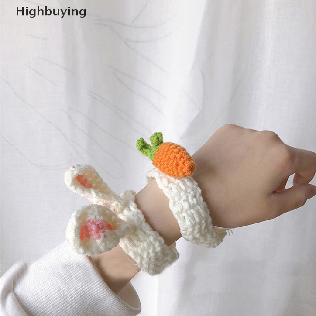 Hbid Lucu Wol Buatan Tangan Hewan Gelang Knitg Crochet Telinga Kelinci Wortel Katak Gelang Fashion Perhiasan Untuk Siswa Menenun Tangan Tali Glory