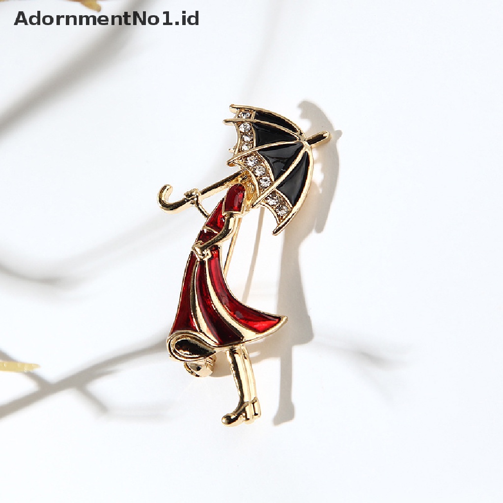 [AdornmentNo1] Bros Lady Retro Elegan Akrilik Untuk Wanita Desainer Mengambil Payung Beauty Figure Brooch Pin Hadiah [ID]