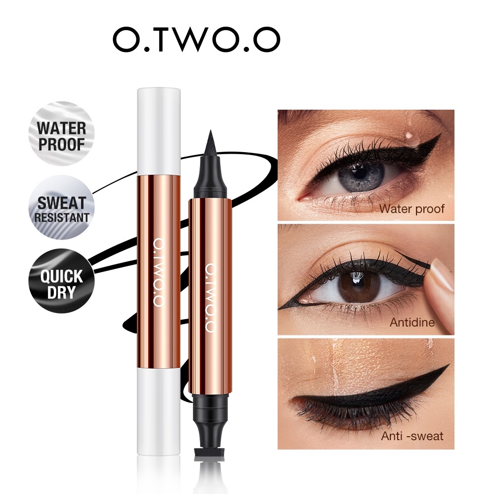 ★ BB ★  O.TWO.O Miraculous Cat Eye Stamp Eyeliner Pen - Stamp Eyeliner Black Double Head Waterproof Eyeliner Pencil Eye Makeup - O TWO O