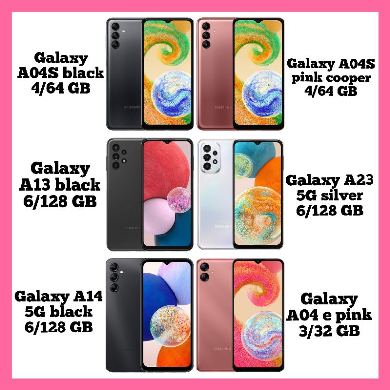 Hp handphone smartphone samsung Galaxy A04S black 4/64 GB Galaxy A04S pink cooper 4/64 GB Galaxy A13