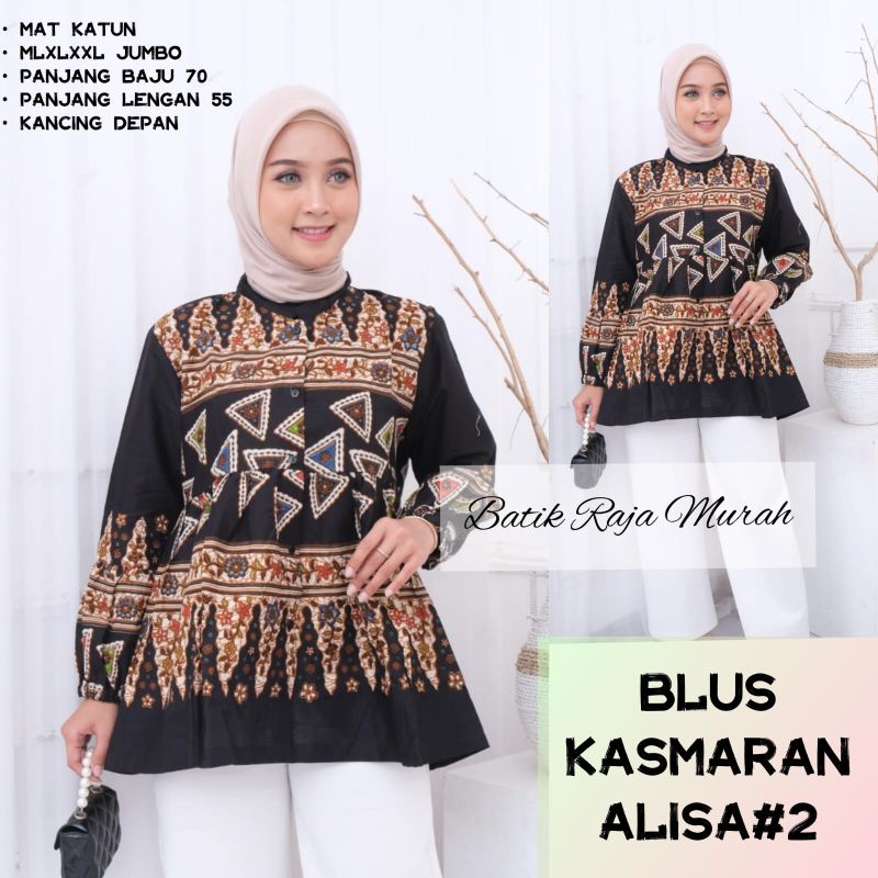 blus kasmaran alisa batik solo atasan kerja blus batik kancing depan