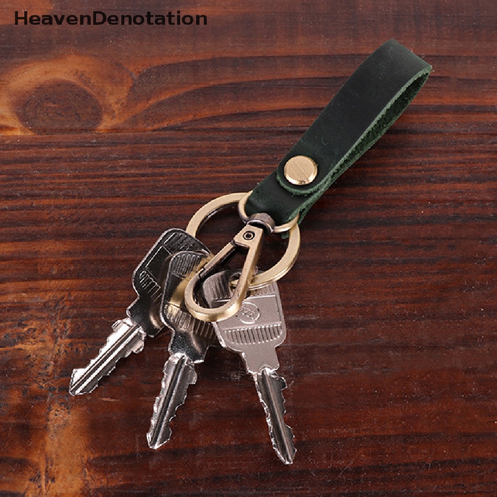[HeavenDenotation] Kulit Gantungan Kunci Handmade Pribadi Key Fob Dengan Sabuk Loop Klip Tahan Lama Terukir Gantungan Kunci Untuk Mobil Motor Rumah Keys HDV