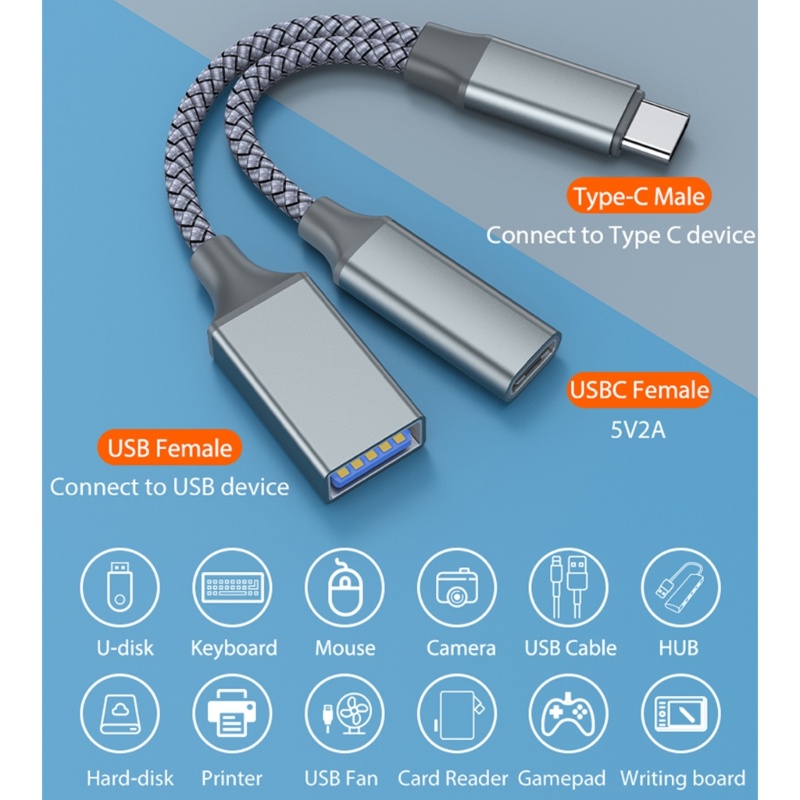 Zzz USB C OTG, Adaptor Telepon USB C 2.0 Charging-Port Dengan Adaptor 10WPD Cocok Untuk Hp Laptop