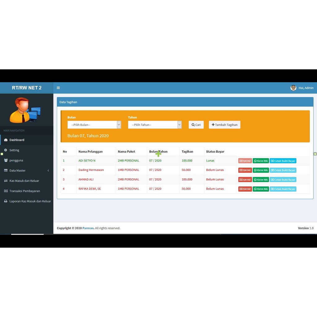 APLIKASI Tagihan Internet berbasis WEB RT/RW Net