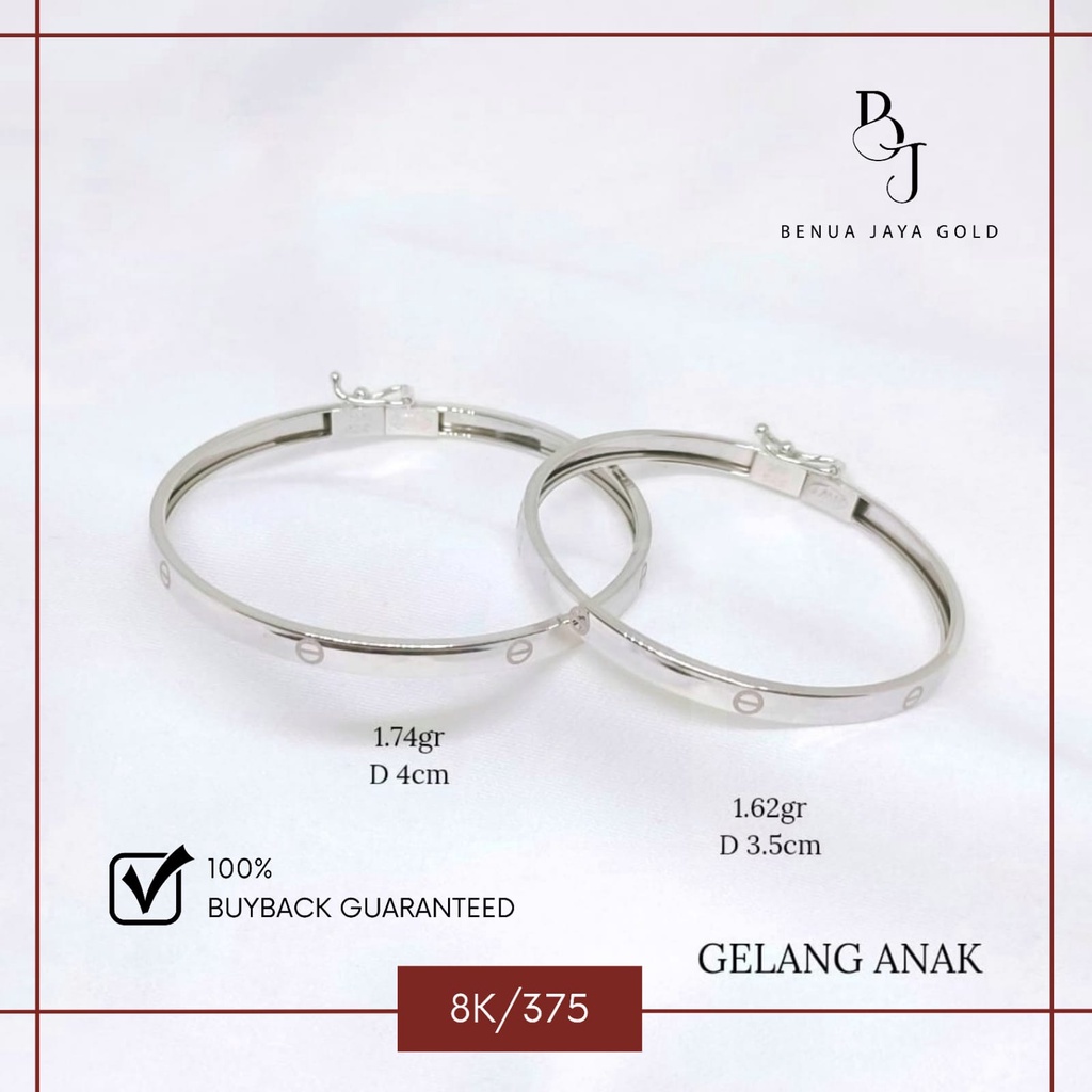 Gelang Bulat Anak Anak Love Emas Putih 8K/375