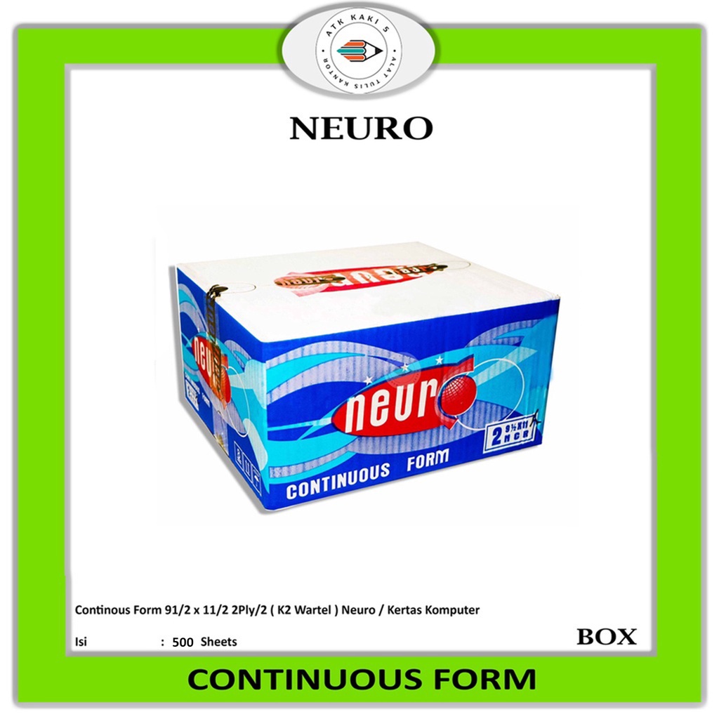 

NEURO - Continous Form 91/2 x 11/2 2Ply/2 ( K2 Wartel ) - Double Pin Hole - Box