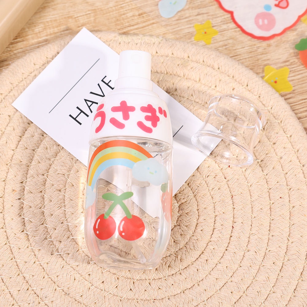 50ml Ins Style Botol Semprot Isi Ulang Dengan Stiker Parfum Bening Atomizer Botol Kosong Lucu Transparan Plastik Lotion Botol Travel Portable Reusable Push-type Bottle