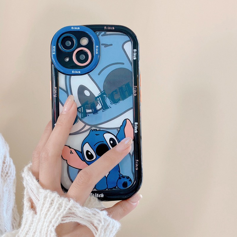 1PC PCasing hp iPhone Puff Case IPhone 11 12 13 14 Pro Max Soft Phone Case Cute Stitch Anime Cartoon Happy Phone Case Cover Bumper