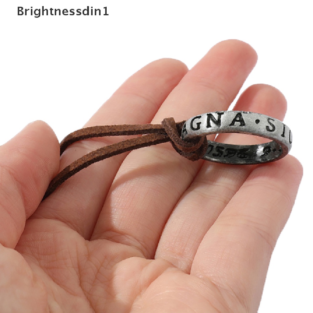 [Brightnessdin1] Film Permainan Uncharted 4kalung Nathan Drake Cosplay Cincin Kulit Kode Kuno Vintage Liontin Perhiasan Prop Drake Kalung Liontin Cincin Kalung Butik