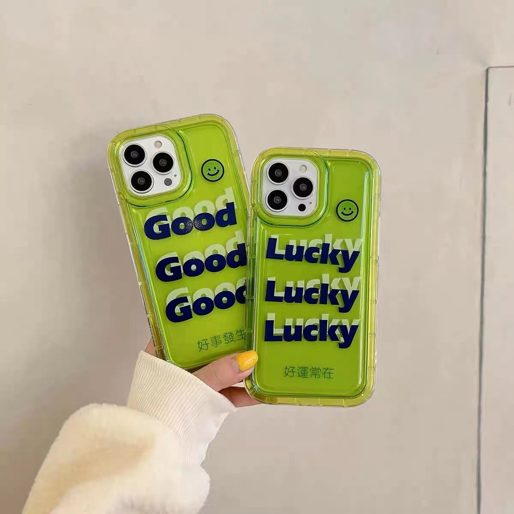 IPHONE Lucky Casing Ponsel Transparan Kompatibel Untuk Iphone14 13 11 12 Pro XS Max X Xr7 +8 Plus Casing Lembut TPU Silikon Shockproof Cover