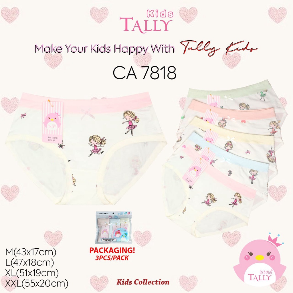 TALLY KIDS GIRL 7818 I SIZE M - XXL I CD CELANA DALAM ANAK CEWEK I BAHAN KATUN