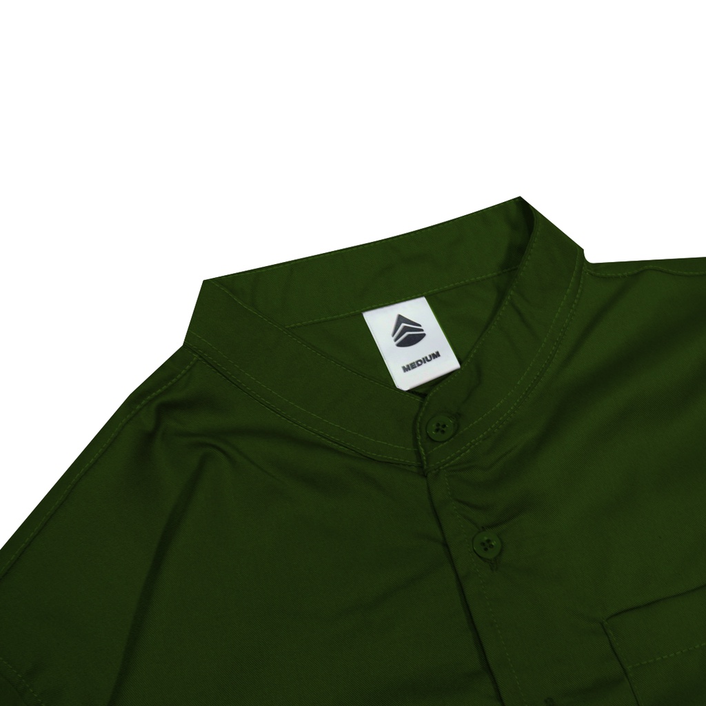 Predecessors Taf  Kemeja Pria Basic Polos Lengan Pendek Kerah Sanghai Chashirt#1 Green Army