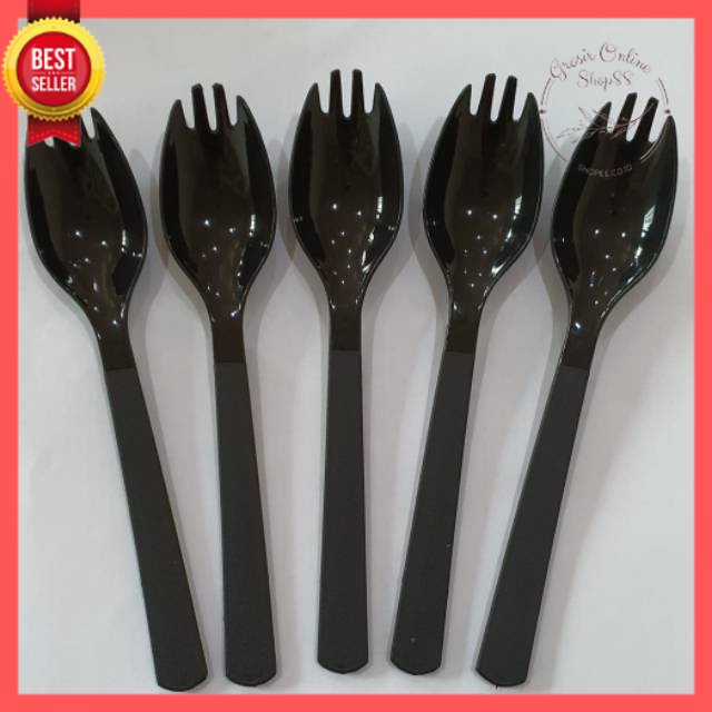 GOS -C405- 1PCS Sendok Garpu 2in 1 - Sendok Garpu Plastik 2 in 1 - 1 pcs Peralatan Makan Half Fork