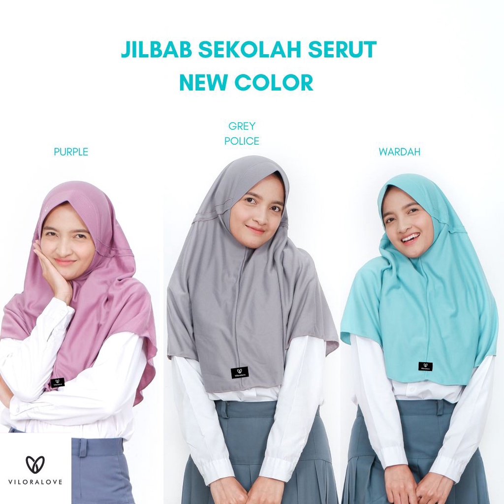 Viloralove - Kerudung Sekolah Serut New Colour (hijab instan)