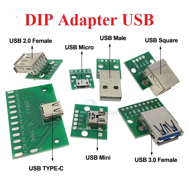 DIP Adapter USB Micro Mini Female Male Converter PCB 2.54mm Type A B C