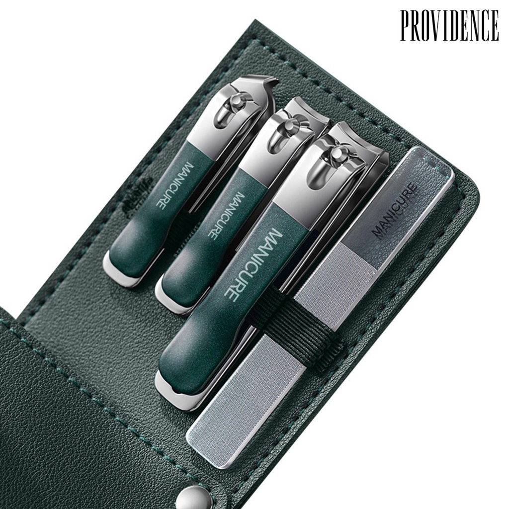 Providence 1set Gunting Kuku Anti-splash Tajam Kekerasan Tinggi Penyimpanan Serutan Kuku Dengan Kulit Imitasi Case Stainless Steel Electroplating Nail Trimmer Rumah Pasokan