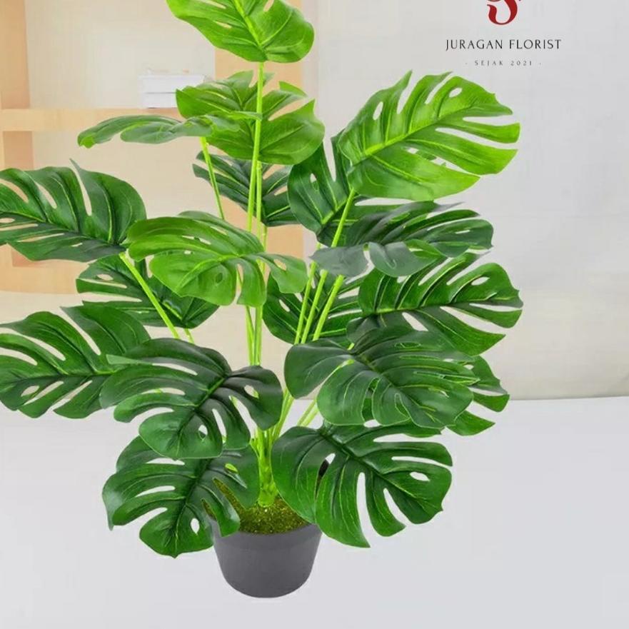 GROSIR DAUN MONSTERA 5818 BESAR /TANAMAN HIAS ARTIFISIAL BUNGA PALSU DAUN PLASTIK DAUN BAGUS buruan