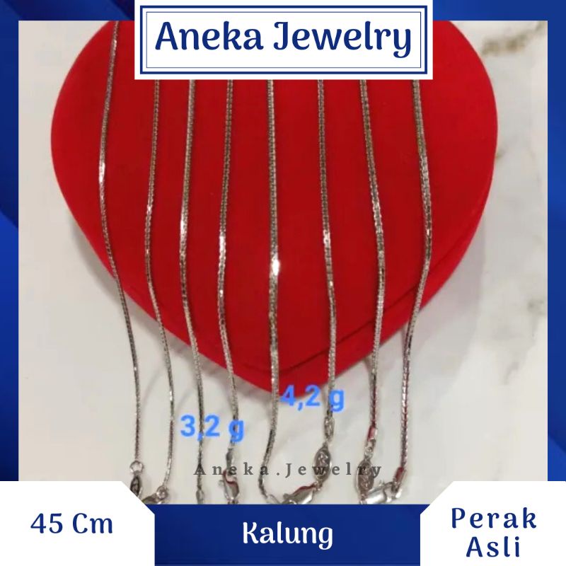 Kalung Itali Santa Variasi, Sepuh Emas Putih, Perak 925