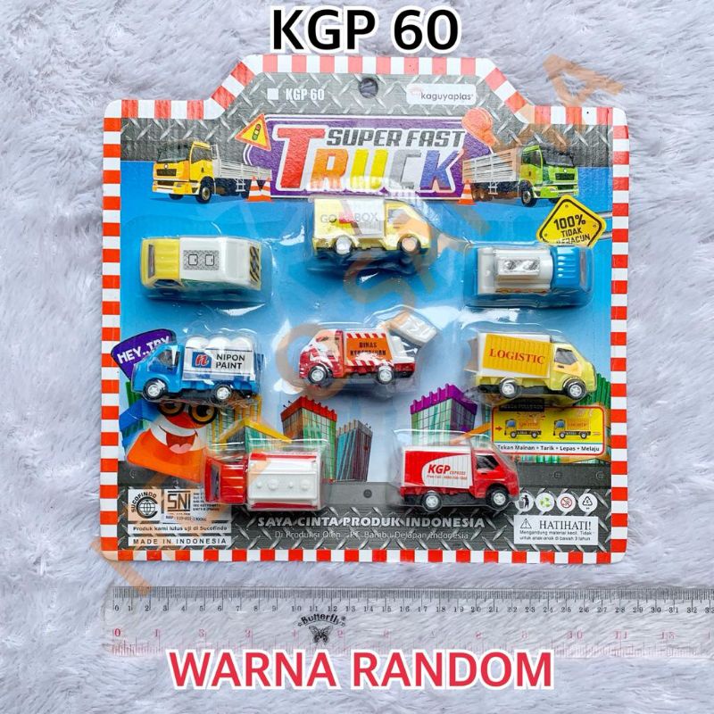 MAINAN KGP 60 SUPER FAST TRUCK TRUK MUAT MUATAN BOX EKSPEDISI ISI 8 PCS KECIL KECIL LUCU IMUT MOBIL 