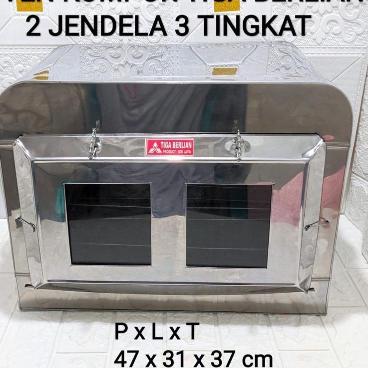 ▲ OVEN KUE KERING KOMPOR MANUAL TIGA BERLIAN BESAR JUMBO STAINLESS STEEL 3 SUSUN TANGKRINGAN ❊