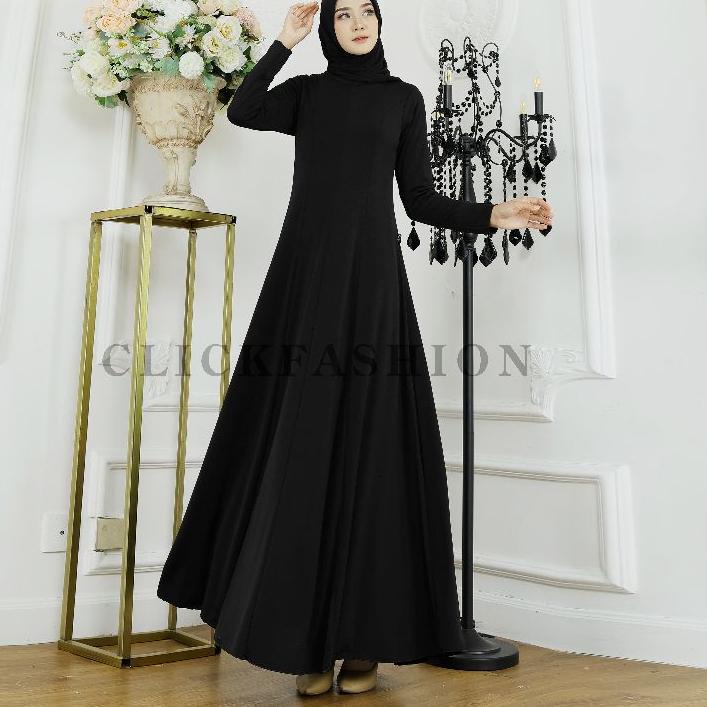 ● Gamis Hitam Terbaru Jersey Korea Polos Premium Tebal - By Click Fashion ♫