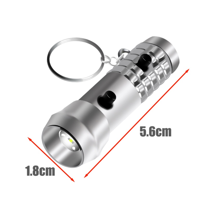 2in1 Multifungsi Both Ends Glowing Mini Keychain Light/Senter UV Tenaga Baterai Portable/Rumah Outdoor Emergency Torch