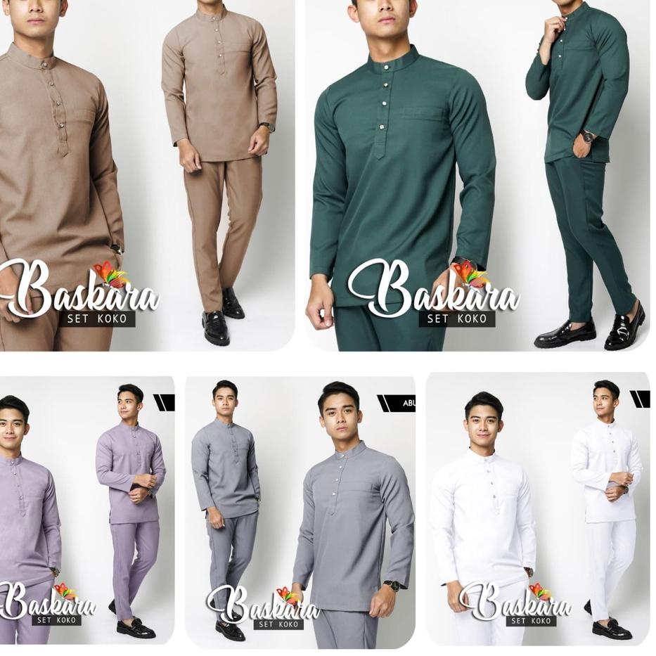 Spesial1h1Gv SET KOKO BASKARA SETELAN KOKO PRIA BAJU KOKO JUMBO SETELAN BAJU LEBARAN COWO 5 WARNA