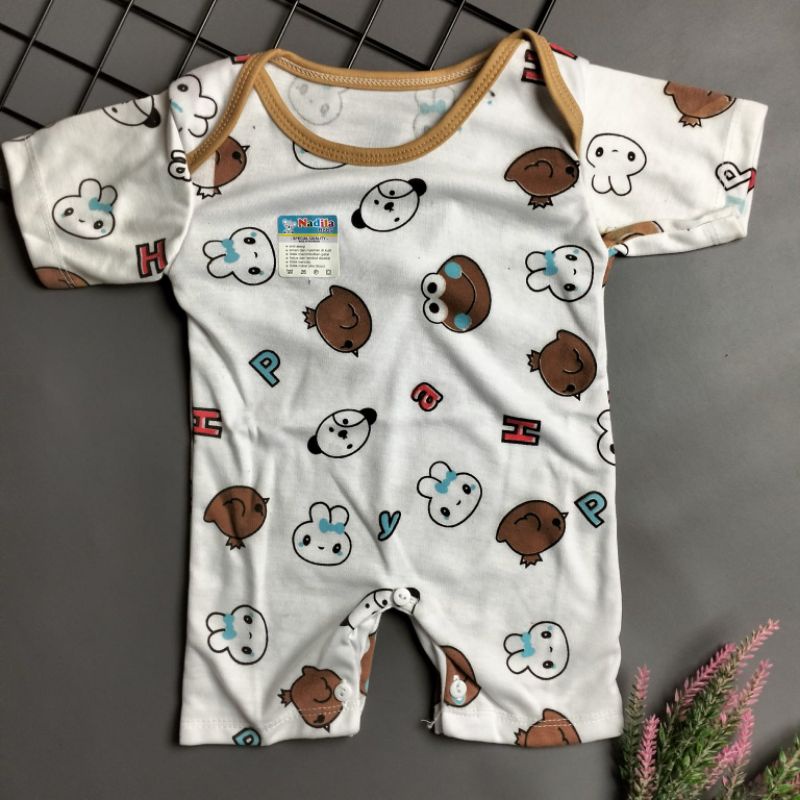 romper bayi newborn 0-3 bulan putih motif