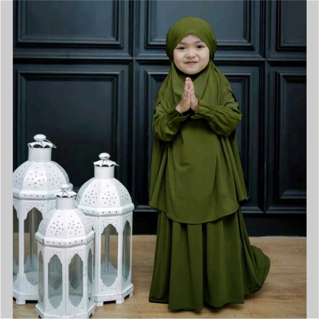 FenishaStore Gamis Anak Perempuan French khimar Ratimah Set Usia 3-5 Tahun Bisa Bayar Ditempat COD