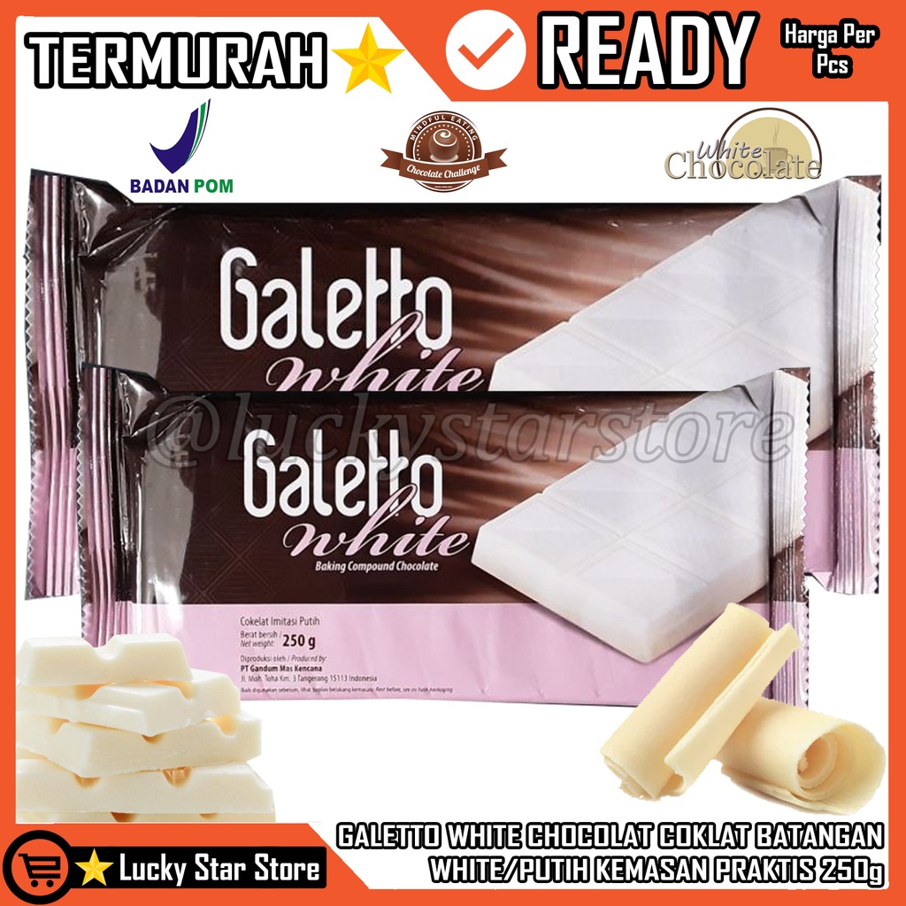 

GALETTO WHITE CHOCOLATE COMPOUND COLATTA COKLAT PUTIH COKLAT BATANG 250 GR GALETTO COKLAT GALETTO WHITE COKLAT GALETTO WHITE 250GR /COKLAT PUTIH GALETTO WHITE CHOCOLATE GALETTO COKLAT PUTIH BATANGAN PARUT TOPING MAKANAN MINUMAN KUE BAHAN ADONAN BOLU