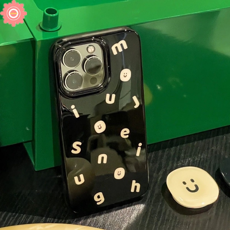 IPHONE Ins Fashion Simple Alphabet Case Kompatibel Untuk Iphone11 14 13 12 Pro Max7 8 Plus XR X XS Max SE 2020 Smiley Lucu Glossy Halus Lembut Tpu Silicon Phone Case