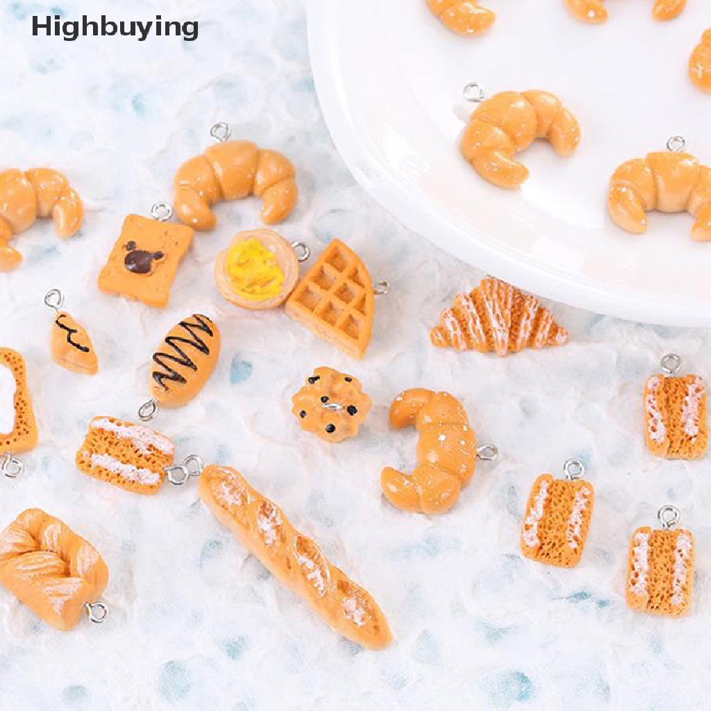 Hbid 10PCS Resin Simulasi Makanan Mini Hamburger Sandwich Ch Liontin DIYJewelry Glory