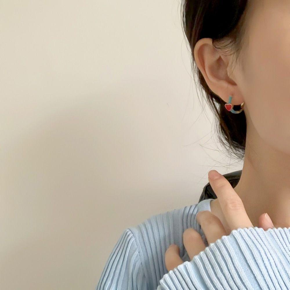 Mxbeauty Wanita Anting Hoop Manis Indah Retro Trendi Perhiasan Fashion Telinga Stud Berbentuk Hati Alloy Gaya Korea Earrings