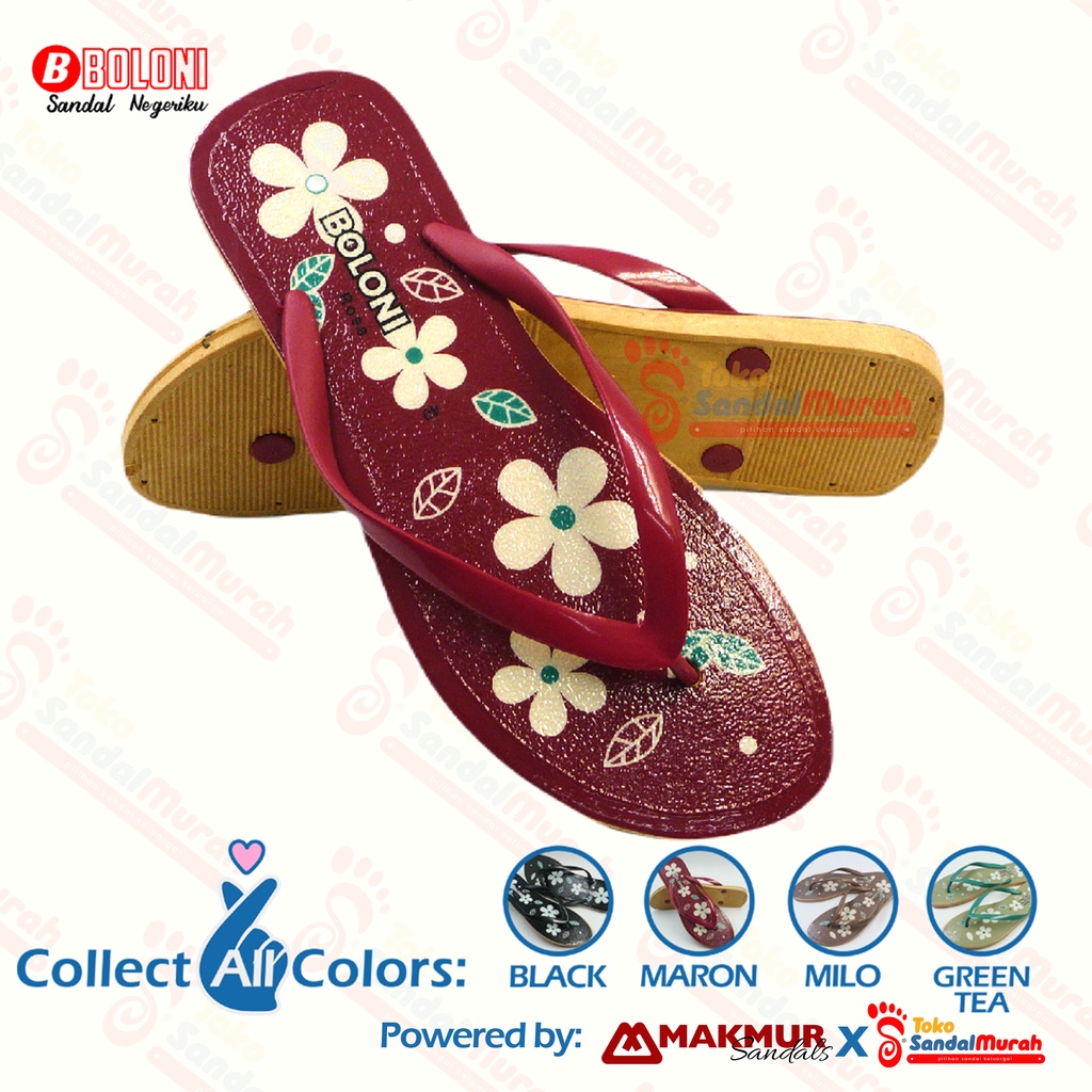 Toko Sendal Murah - Sandal Japit Wanita Uk 37 - 40 / Sandal Japit Motif Bunga /  Sandal Japit Wanita Casual Daily / Sandal Japit Lucu Kekinian [Toko Sendal Murah Boloni Premio Rosa]