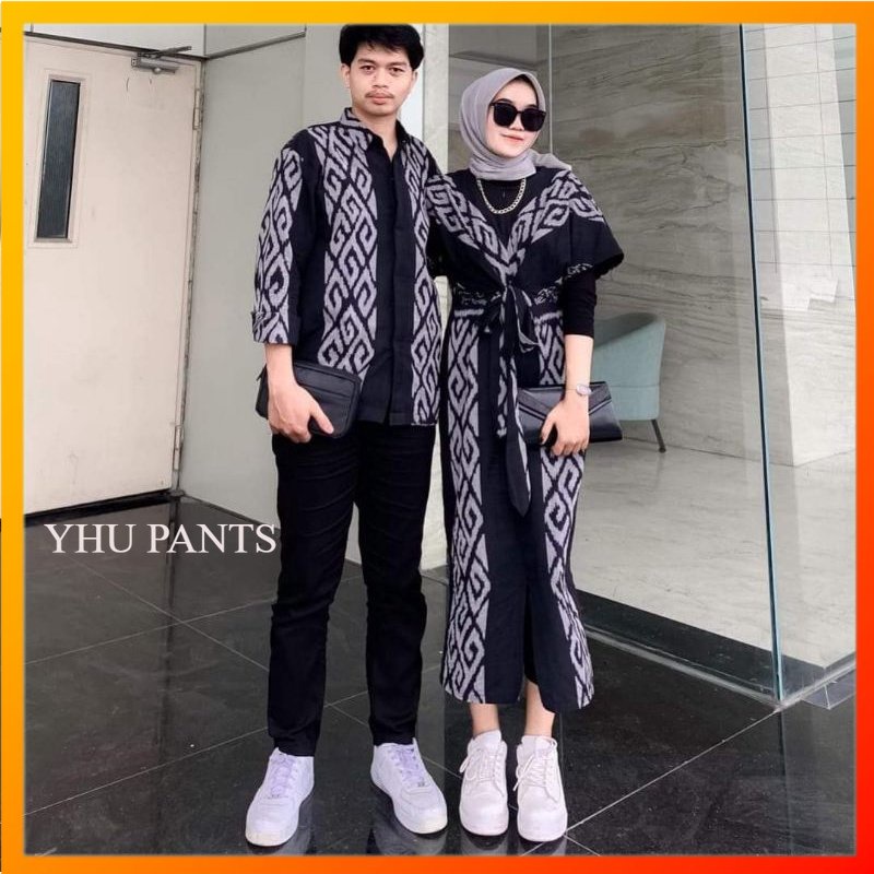 CLARA DRESS BLACK COUPLE TENUN - BAJU TENUN COUPLE - DRESS KONDANGAN - COUPLE TENUN - BATIK COUPLE -