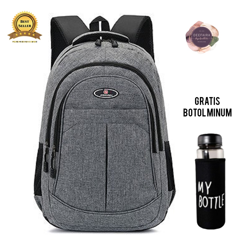 Tas Ransel Backpack Pria Model PL00x44 Free Botol Minum Tas Untuk Sekolah Kuliah Kerja