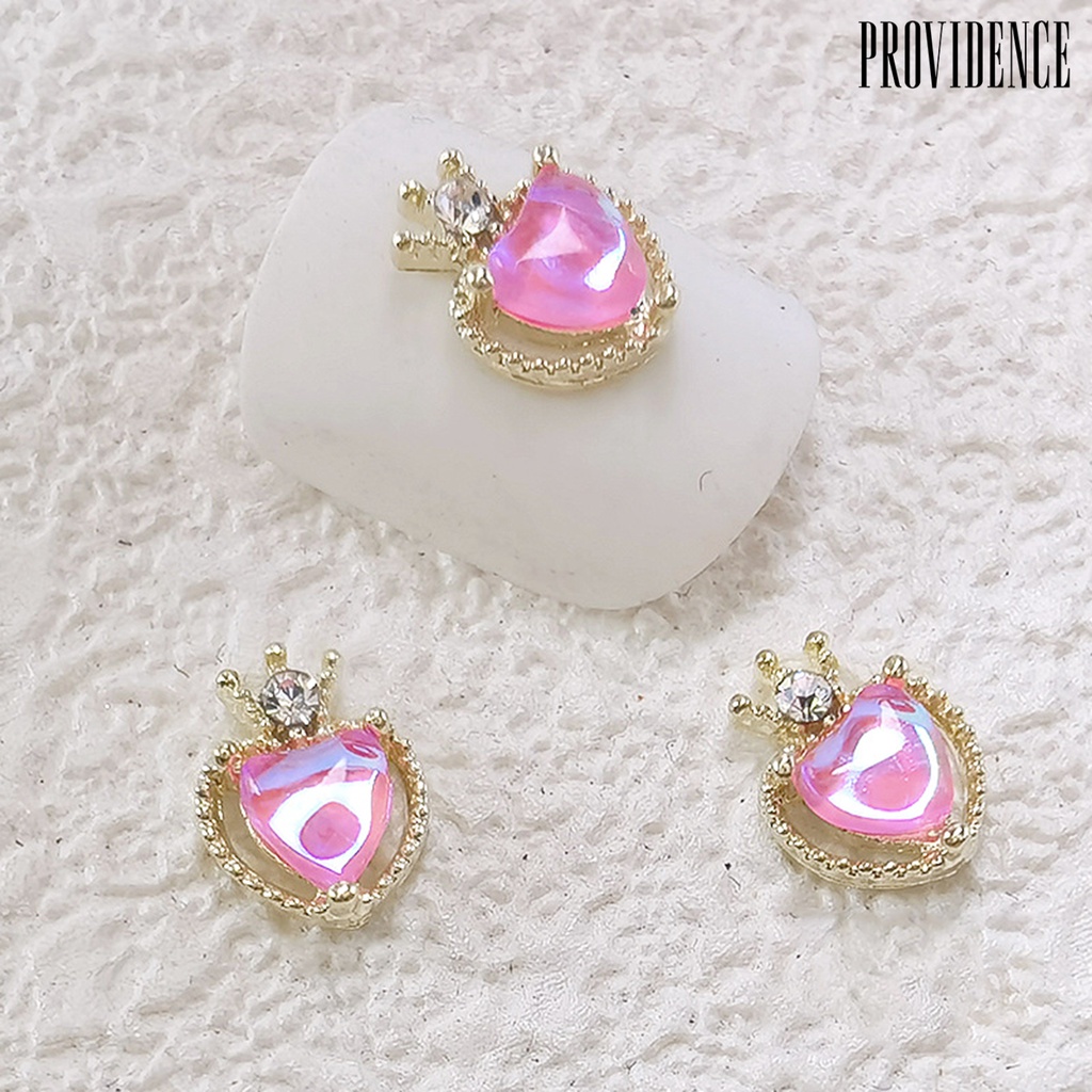 Providence 2Pcs Nail Art Dekorasi Berlian Imitasi Mocha Jantung Berongga Keluar Dilepas Mudah Di Tempel DIY Bersinar 3D Manicure Decor Nail Supply