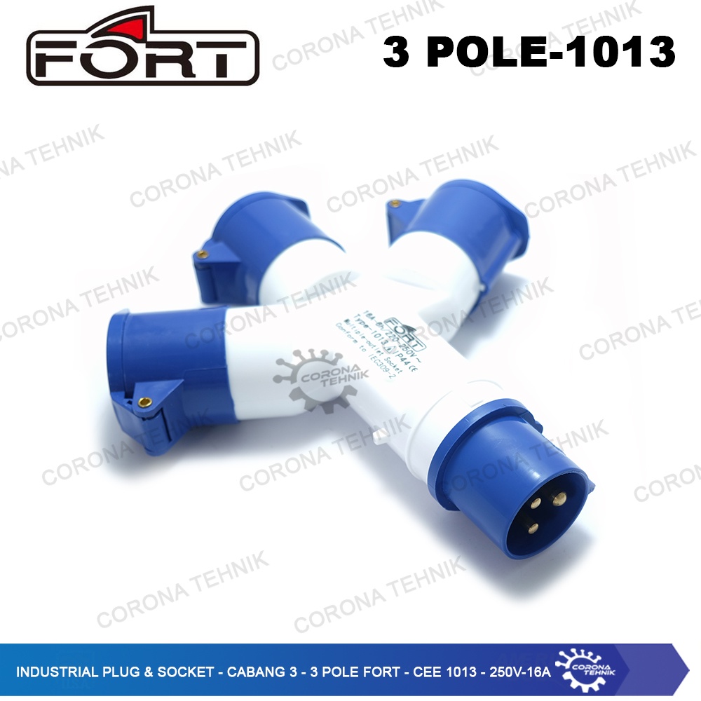 FORT - CEE-1013 - 250V - Industrial Plug &amp; Socket - Cabang 3 - 3 Pole