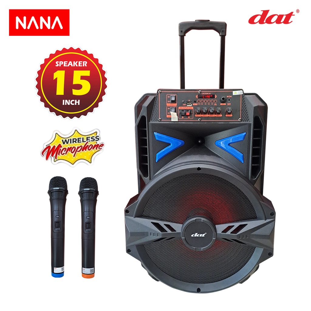 NANA - DAT Speaker 15 Inch With 2 Pc Mic Wireless DT-1516 Speaker Troli Karaoke