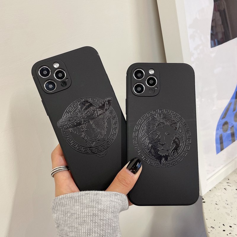 Fashion Versace Lion Soft Case HP iP iPhone 11 12 Mini 13 Pro Max 7 8 + Plus SE 2020 X XR SE 2020 XS Max Black Frosted Casing Apple