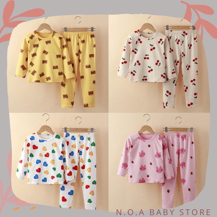 [N.O.A Baby Store] Setelan Piyama Anak Import premium unisex bahan tebal dan lembut/ pakaian tidur a