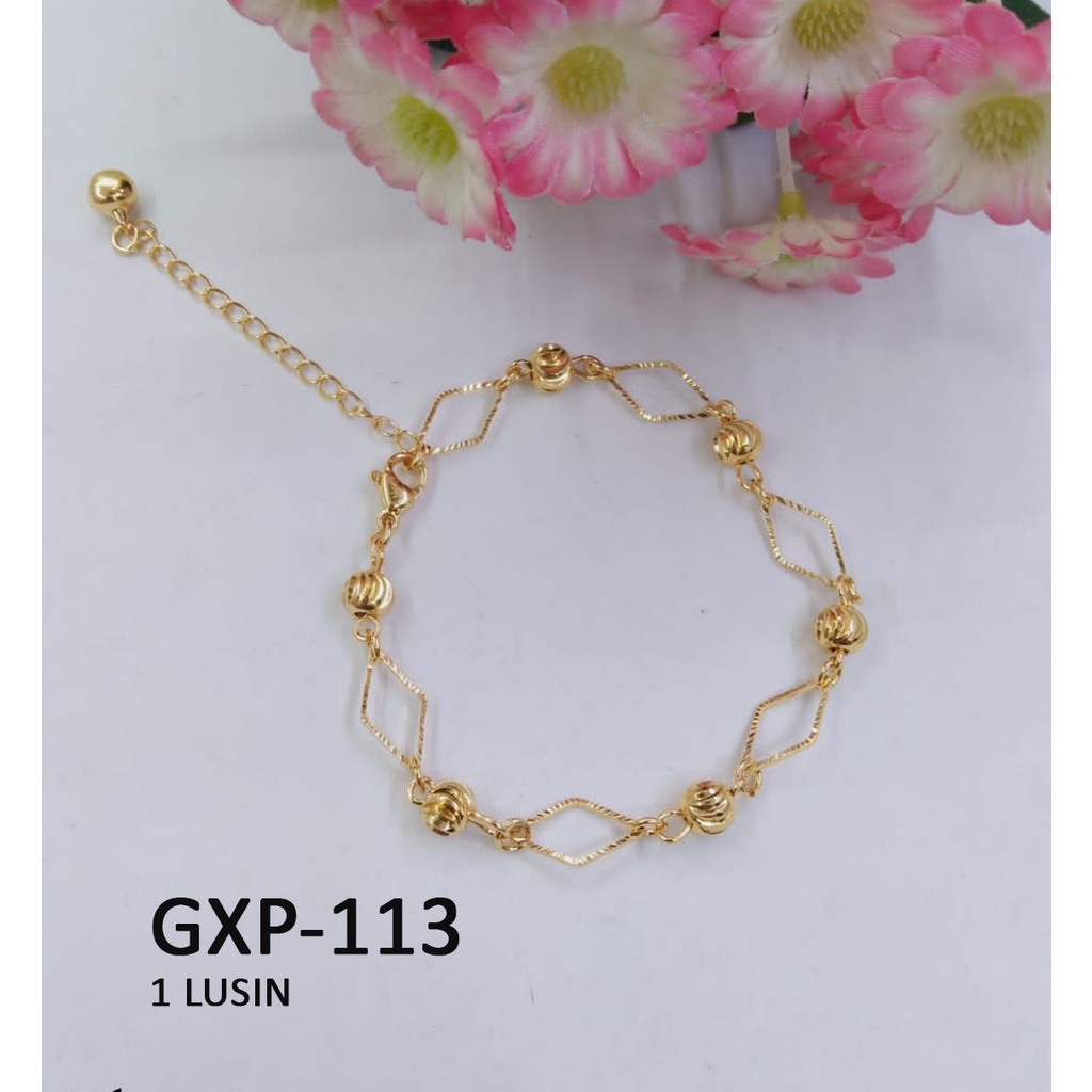 [1 LUSIN ISI 12] GELANG XP RANTAI EMAS GOLD WAJIK BULAT TERMURAH / DUNIA GELANG TERBARU