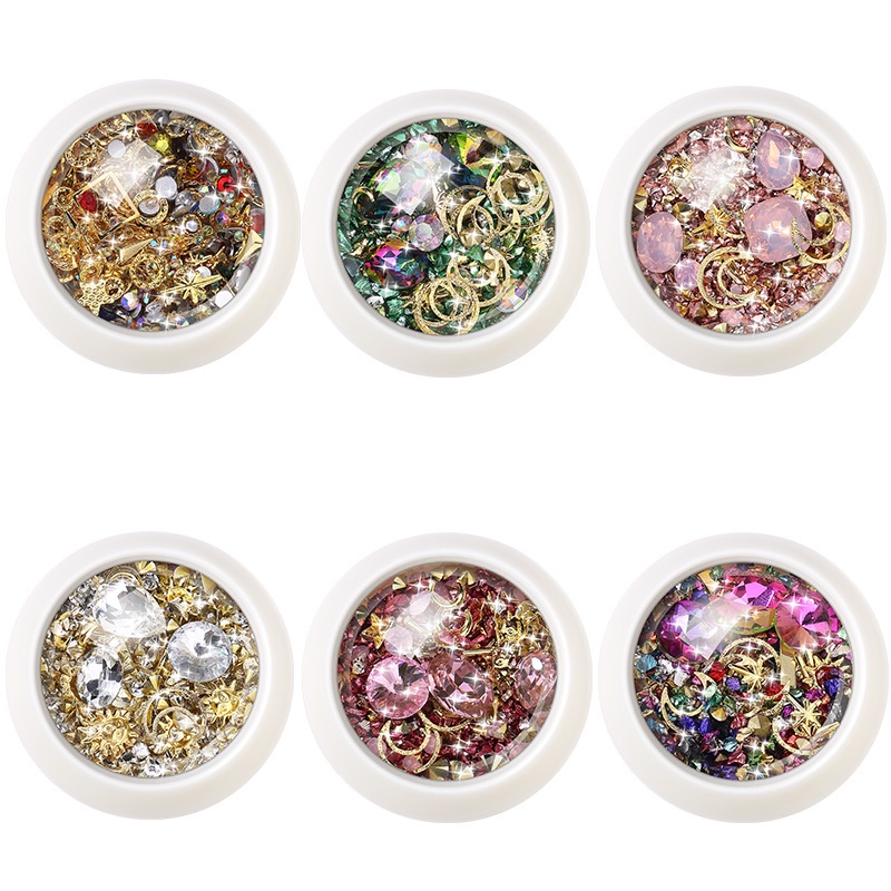 1 Kotak Kuku Rhinestone Aksesoris Kuku Kristal Untuk Kuku 3D Kuku Seni Hiasan Campuran Permata Membutuhkan Nail Art Diy