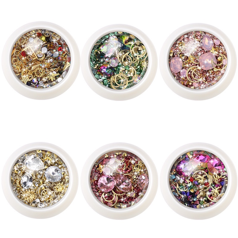 1 Kotak Kuku Rhinestone Aksesoris Kuku Kristal Untuk Kuku 3D Kuku Seni Hiasan Campuran Permata Membutuhkan Nail Art Diy