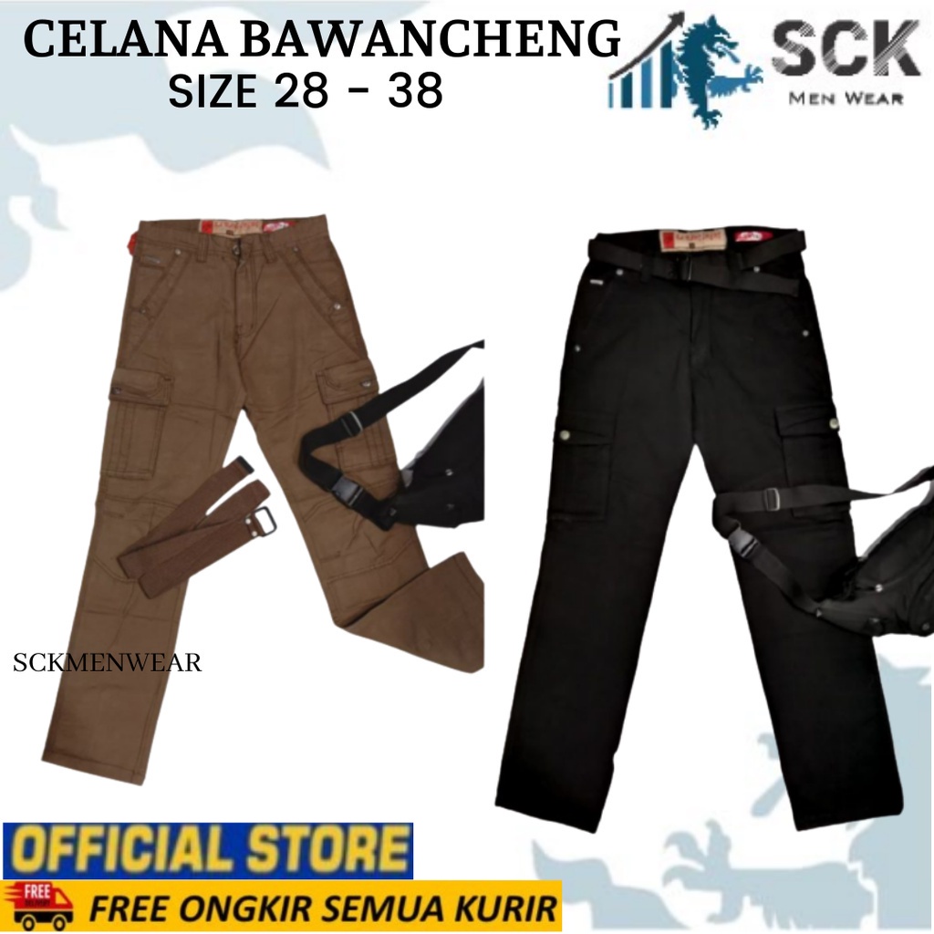 Celana Panjang Pria Polos Bawancheng Polos Motif Cargo Model Standar Tactical Halus Casual Size 28 - 36 - sckmenwear GROSIR