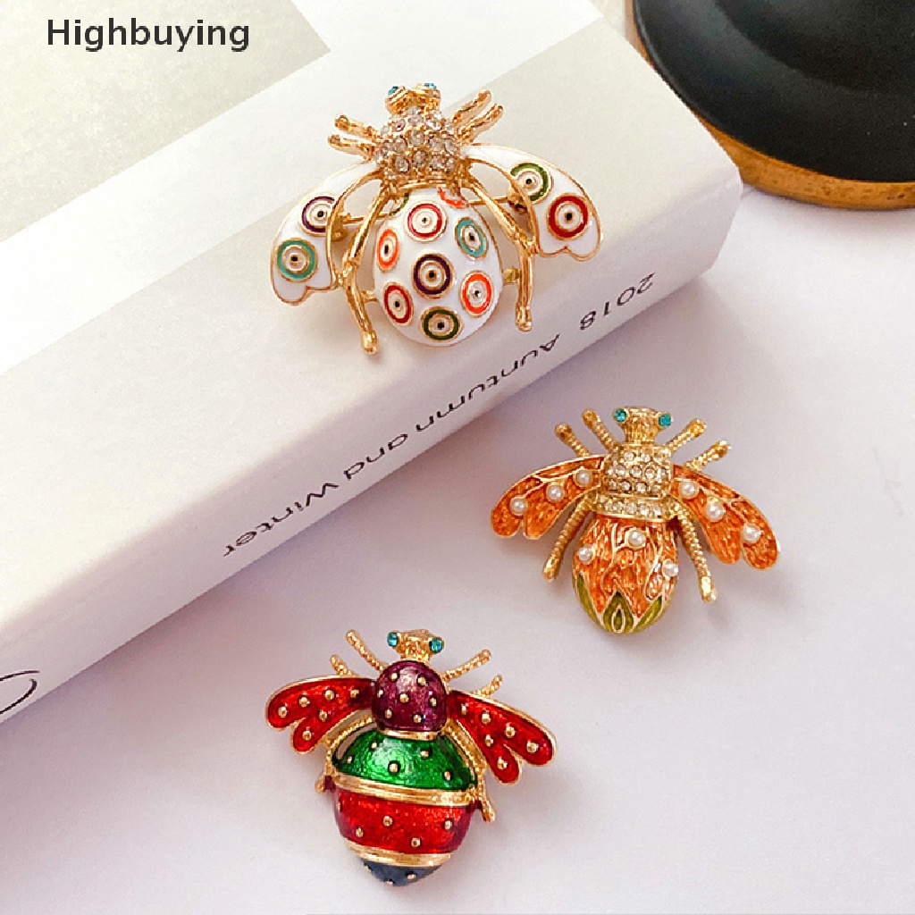 Hbid Vintage Enamel Lebah Bros Pin Baroque Mutiara Serangga Perhiasan Bros Untuk Lady Lencana Kerah Pin Glory