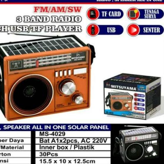 ☼ Speaker Radio Senter Tenaga Solar Cas batrai MS-4029 MITSUYAMA ✦