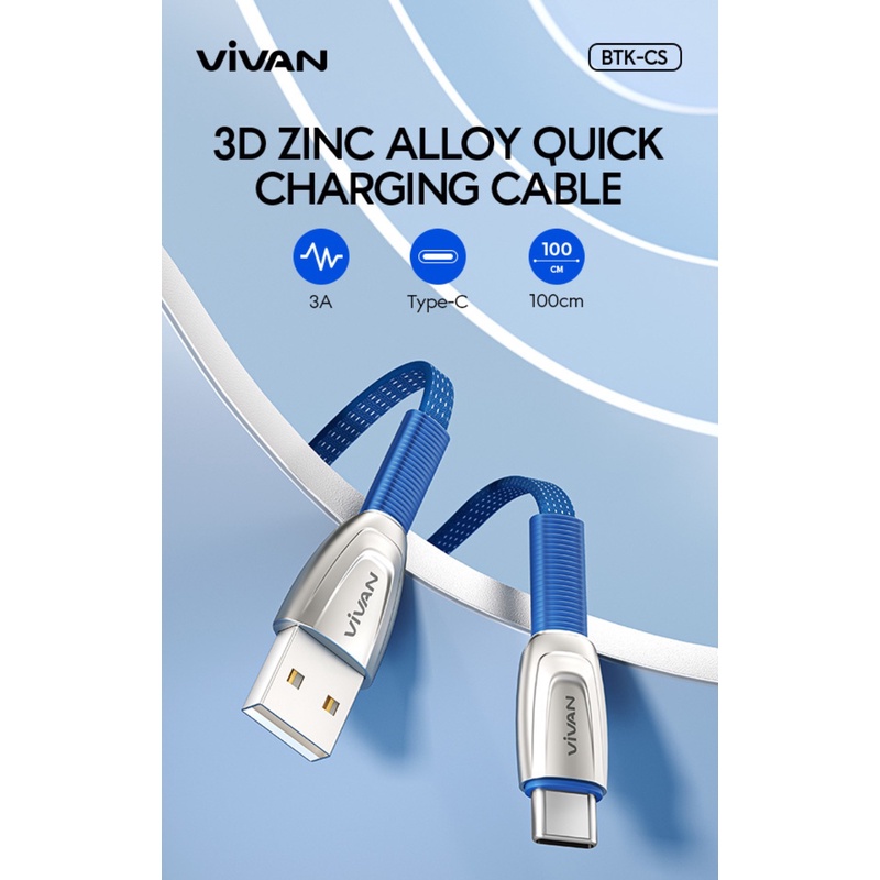 BTK-CS VIVAN Kabel Data Type C BTK-CS Fast Charging Original 3A - 1M - Garansi Resmi 1 Tahun